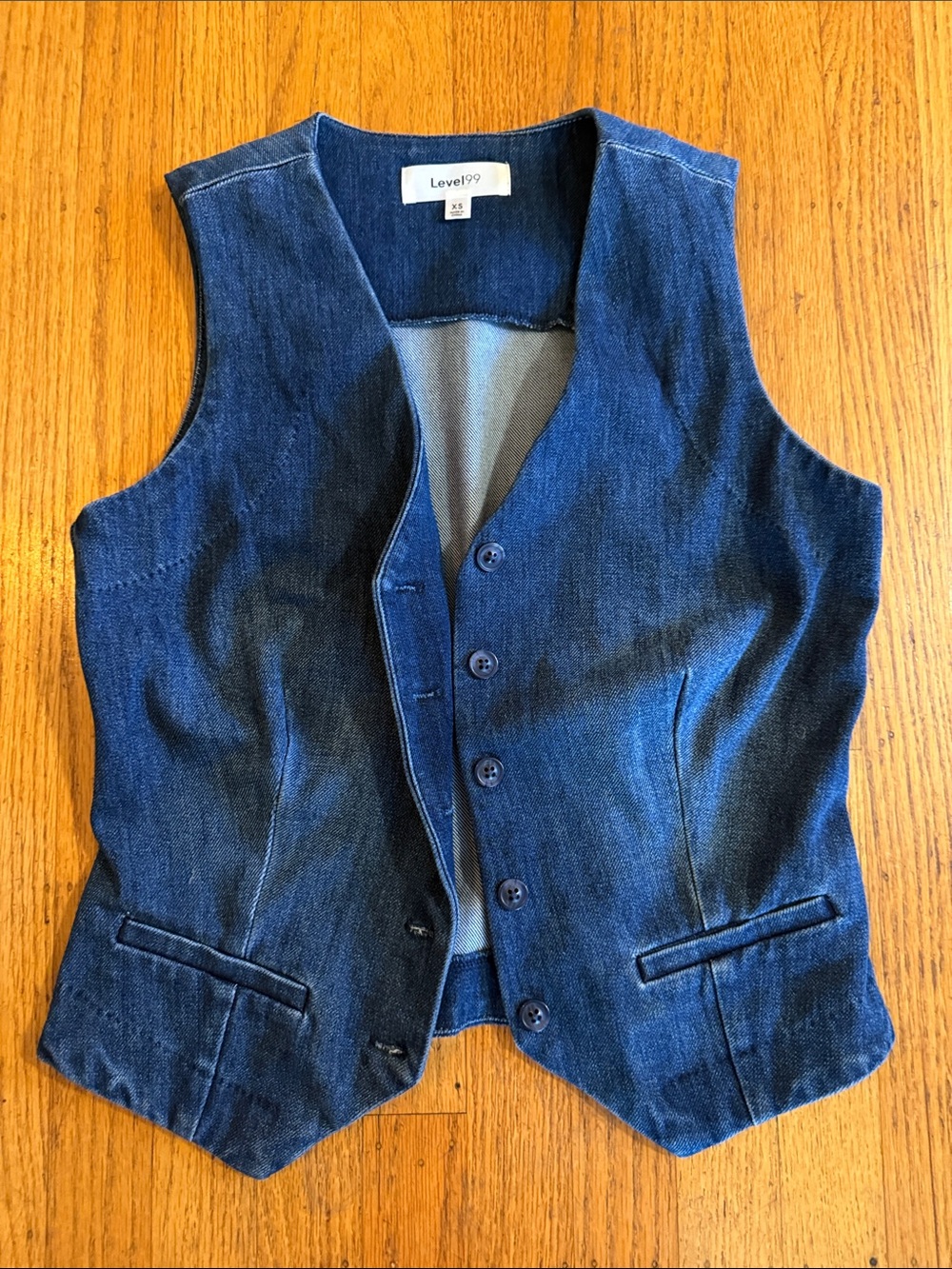 Level 99stretch Denim Vest - Dark Blue xs
